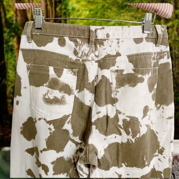 et clet Coastal Cowboy Cow Print wide Leg Jeans Sz M 30"/29" High Waist Cotton - Picture 6 of 8